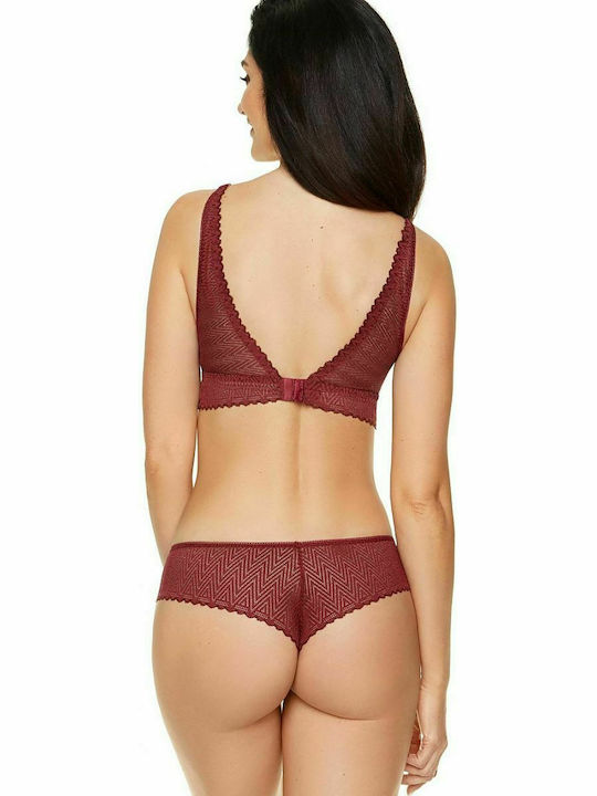 Gorteks Triangle Triangle Bra without Padding without Underwire Red