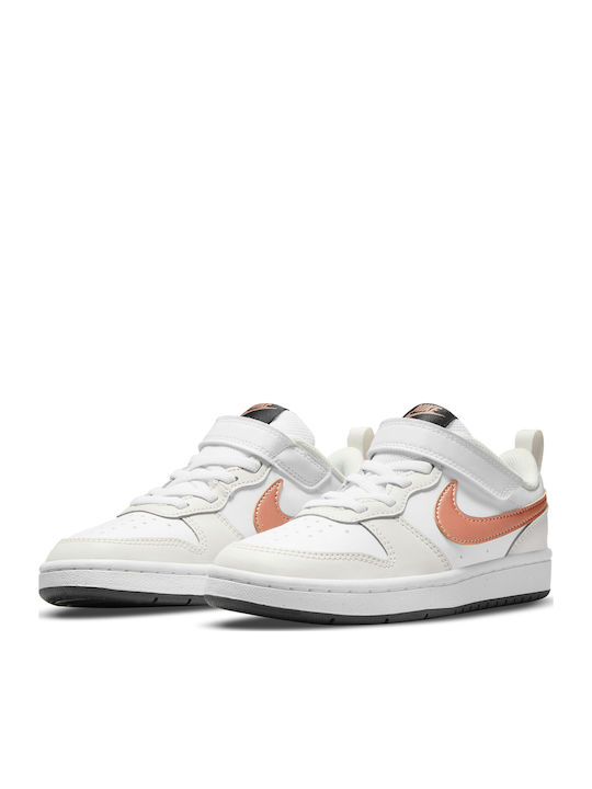 Court Court Borough Low 2 Kids Sports Shoes Basketball with Hoop & Loop Closure White / Metallic Bronze / Summit White