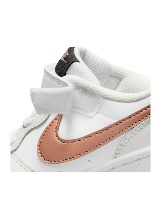 Court Court Borough Low 2 Kids Sports Shoes Basketball with Hoop & Loop Closure White / Metallic Bronze / Summit White