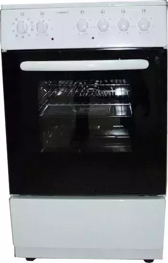 Crown Aragaz 50lt cu Plite Ceramice L50cm. White