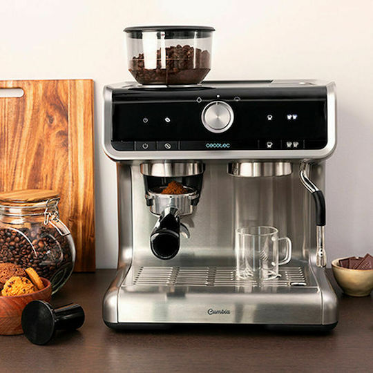 Cecotec Power Espresso 20 Barista Cream Αυτόματη Μηχανή Espresso 1550W Πίεσης 20bar με Μύλο Άλεσης Ασημί 01589