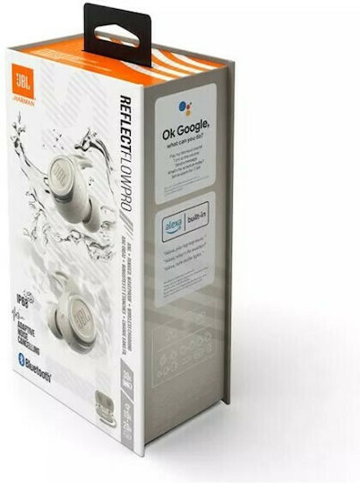 JBL Reflect Flow Pro+ In ear Bluetooth хендсфри Слушалки с Устойчивост на Пот и Кутийка за Зареждане Бял