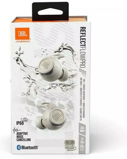 JBL Reflect Flow Pro+ In ear Bluetooth хендсфри Слушалки с Устойчивост на Пот и Кутийка за Зареждане Бял