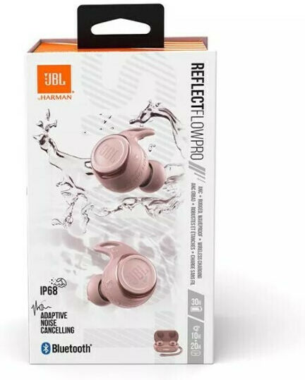JBL Reflect Flow Pro+ In ear Bluetooth хендсфри Слушалки с Устойчивост на Пот и Кутийка за Зареждане Розов