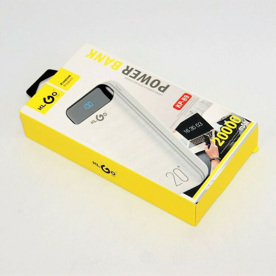 KLGO KP-89 Power Bank 20000mAh with USB-A Port White