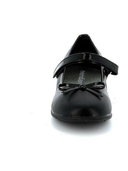 Balerini copii Anatomic cu închidere Hoop & Loop de Piele Negre
