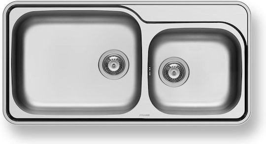 Pyramis Space Plus 2B Ένθετος Αριστερός Inox Σατινέ Μ96xΠ48cm Ασημί