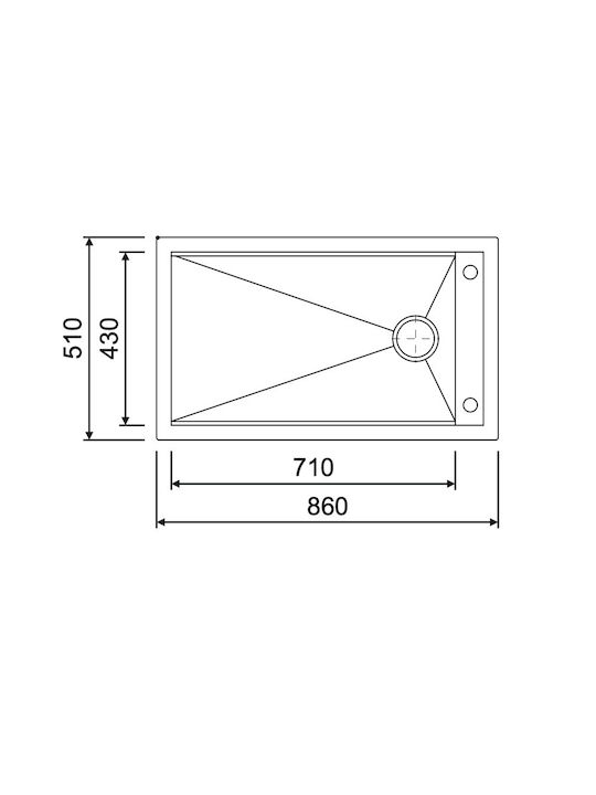 Macart Barazza Quattro N-100 Ένθετος Νεροχύτης Inox Σαγρέ Μ86xΠ51cm Ασημί