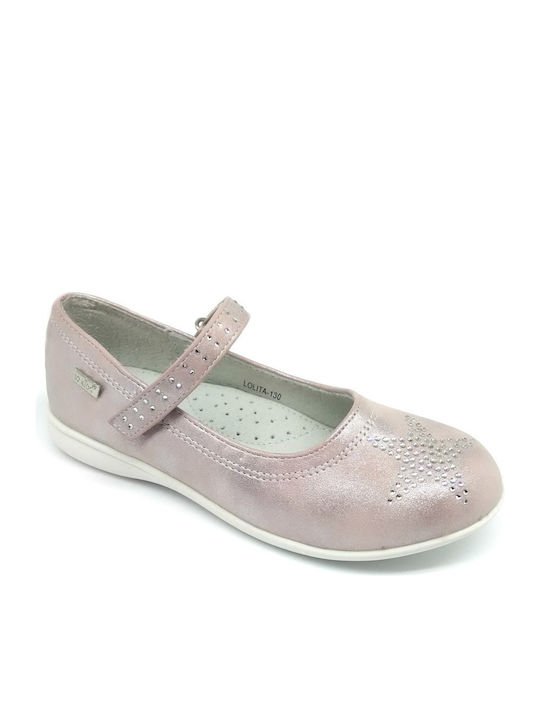 IQ Shoes Kids Leather Ballerinas Lolita 130 with Hoop & Loop Closure Pink