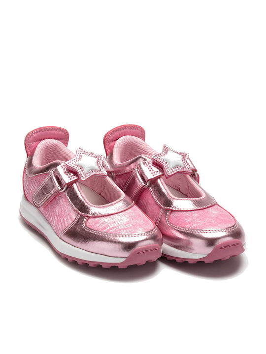 Kids Leather Ballerinas Colorissima Dolly with Hoop & Loop Closure Pink