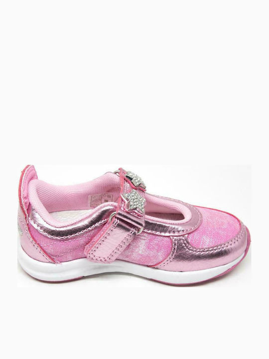 Kids Leather Ballerinas Colorissima Dolly with Hoop & Loop Closure Pink