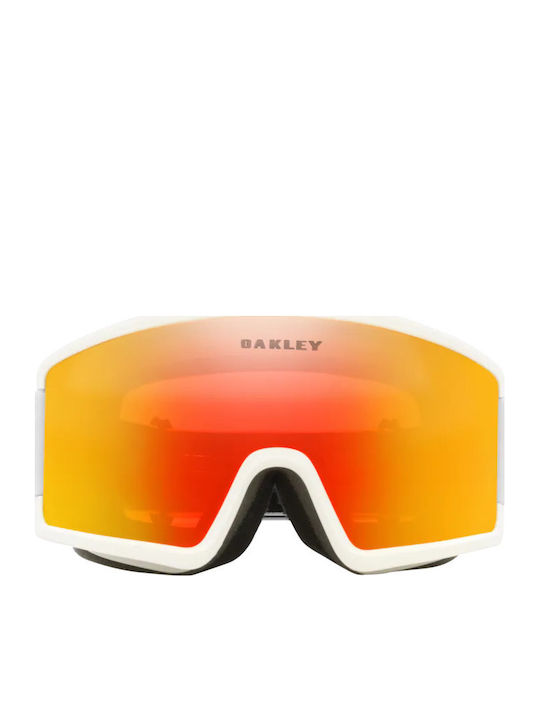 Oakley Target Line Μάσκα Ενηλίκων Λευκή με Φακό Πορτοκαλί