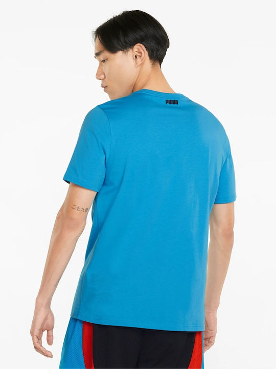 Puma Dylan Ανδρικό T-shirt Γαλάζιο με Στάμπα