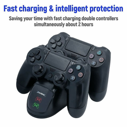 Dobe Charging Dock Charging Station for 2 controllers PS4 with LED lighting Black