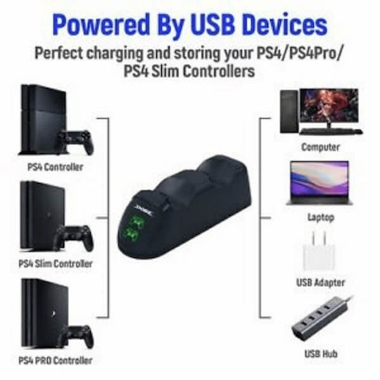 Dobe Charging Dock Charging Station for 2 controllers PS4 with LED lighting Black