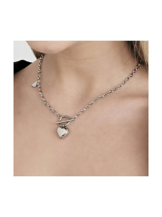 Luca Barra Necklace with design Heart from Steel