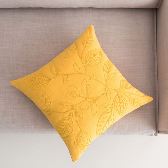 Gofis Home Διακοσμητική Μαξιλαροθήκη Pale 381 από 100% Βαμβάκι Sun Yellow 43x43εκ.