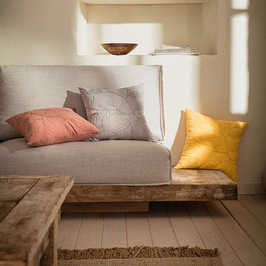 Gofis Home Διακοσμητική Μαξιλαροθήκη Pale 381 από 100% Βαμβάκι Sun Yellow 43x43εκ.