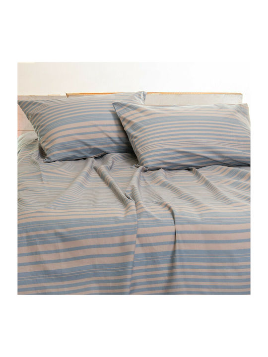 Melinen Sheet for Single Bed 170x270cm. Stripe Jean