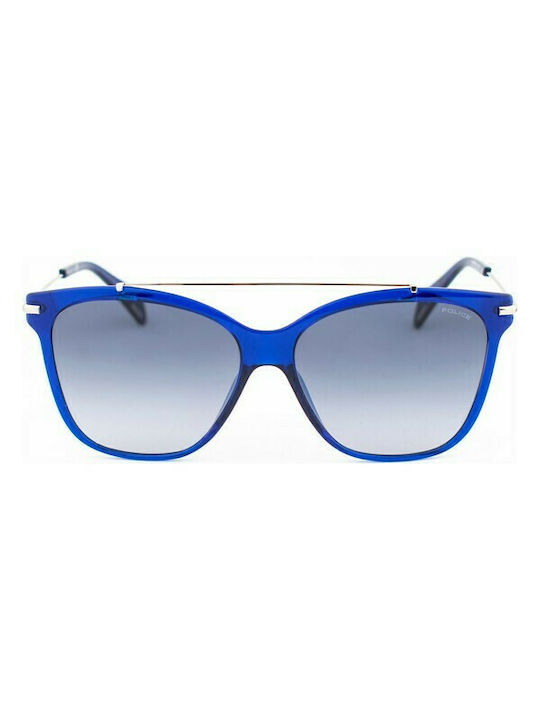 Police Women's Sunglasses with Blue Plastic Frame and Blue Lens SPL404 OW47