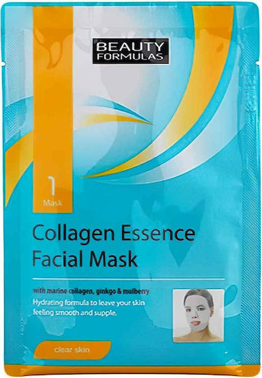 Beauty Formulas Collagen Essence Facial 1pc Sheet Μάσκα Προσώπου για Ενυδάτωση
