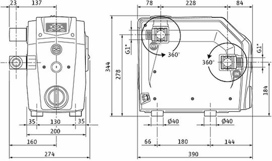 Wilo 4243583 Multistage Single Phase Water Pressure Pump without Container 1hp
