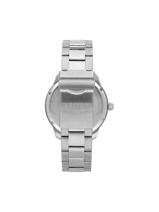 Sector Oversize Watch Battery with Silver Metal Bracelet