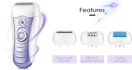 Kemei 3 in 1 Σετ Αποτρίχωσης Epilator για Σώμα & Μπικίνι KM-3012 Μωβ