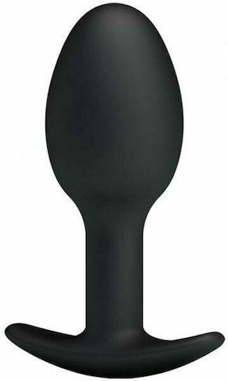 Pretty Love Heavy Ball Silicone Butt Plug Medium Πρωκτική Σφήνα Medium Black 8.4cm