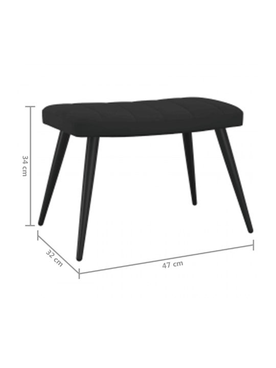 Μπερζέρα με Υποπόδιο Βελούδινη Μαύρη 61x70x96.5cm