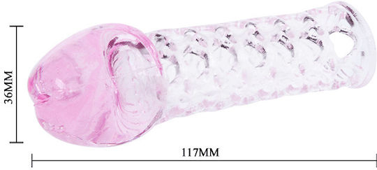 Baile Male-wear Grid Sleeve Penis Extension Pink 11.7cm