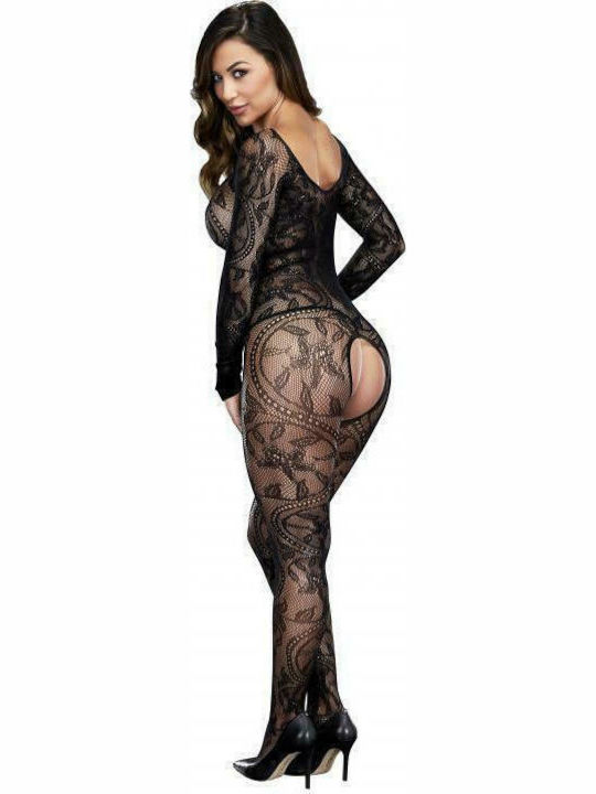 Baci Lingerie Longsleeve Crotchless Bodystocking Ολόσωμο Καλσόν Black