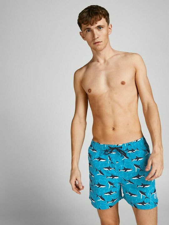 Crete Men's Swimwear Shorts Light Blue with Patterns
