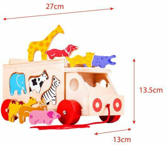 Big Jigs Παιχνίδι Ταξινόμησης Σχημάτων Animal Shape Lorry από Ξύλο με Μουσική για 18+ Μηνών