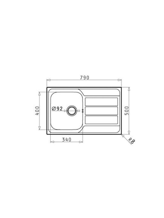 Pyramis Athena Extra 1b 1d Rev Diamond 107172901 Drop-In Sink Inox Matte W79xD50cm Silver