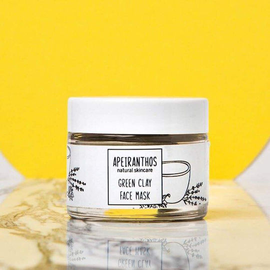 Apeiranthos Green Clay Μάσκα Ομορφιάς Προσώπου για Καθαρισμό Με Άργιλο , με Ενεργό Άνθρακα & Πράσινο Τσάι 50gr