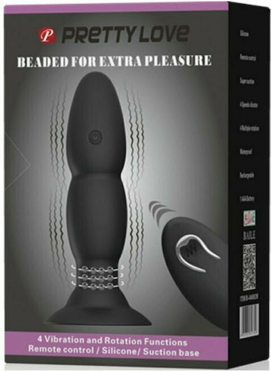 Pretty Love Silicone Anal Plug Stimulation with Remote Control Anal Plug with Wireless Functionality and Vibration Black 13.5cm