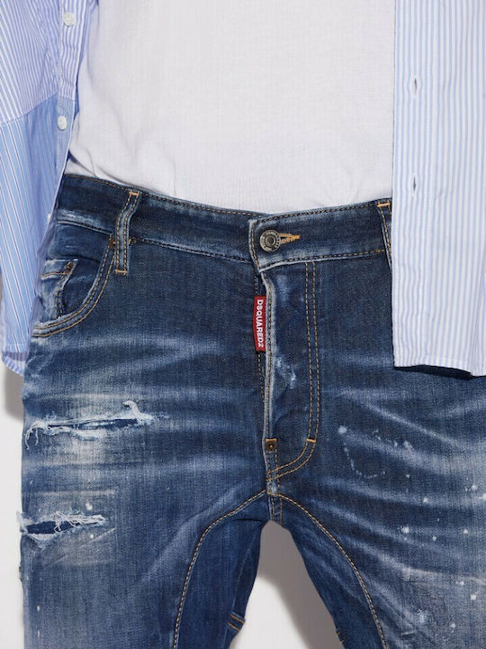 Tidy Biker Men's Jeans Pants Elastic Blue
