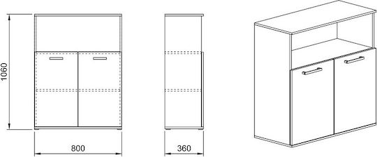 Μπουφές Modul 82 Ξύλινος Μπεζ 80x36x106cm