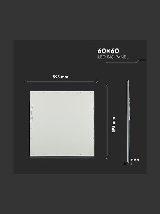 V-TAC Pătrat Încastrat Panou LED Putere 45W cu Alb Cald Lumini 60x60cm.