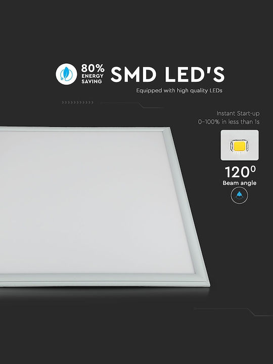 V-TAC Pătrat Încastrat Panou LED Putere 45W cu Alb Cald Lumini 60x60cm.