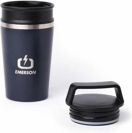 Emerson Ανακυκλώσιμο Ποτήρι Θερμός Ανοξείδωτο BPA Free 300ml Blue Black