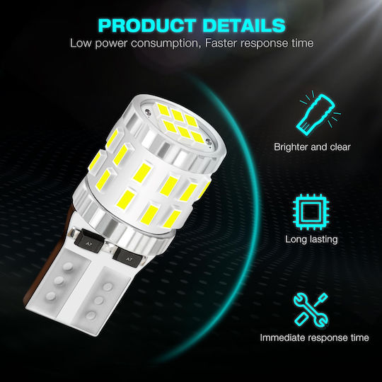 NovSight Lamps Car T10 Canbus LED 6500K Cold White 12-24V 3W 2pcs