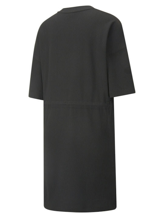 Καλοκαιρινό Mini Αθλητικό Φόρεμα T-shirt Κοντομάνικο Μαύρο
