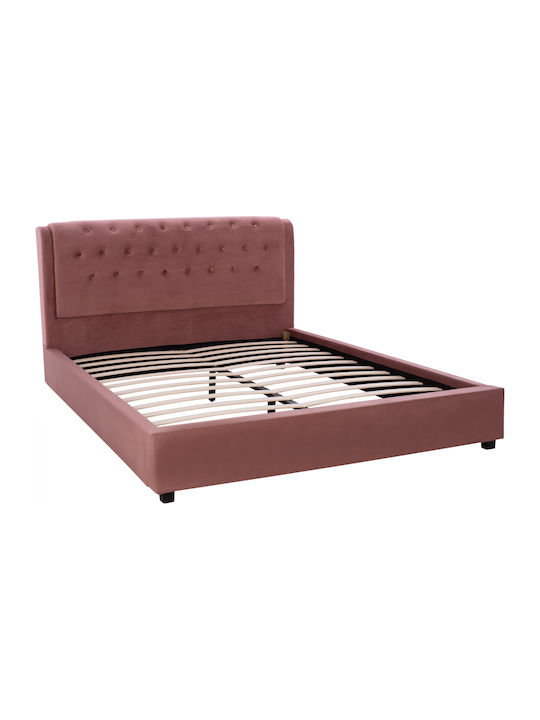 Odalys Double Bed Upholstered with Velvet Rotten Apple Suitable for Mattress 150x200cm