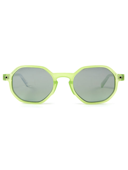 Snob Milano Vot Sunglasses with Green Plastic Frame and Green Mirror Lens SN163C006Z