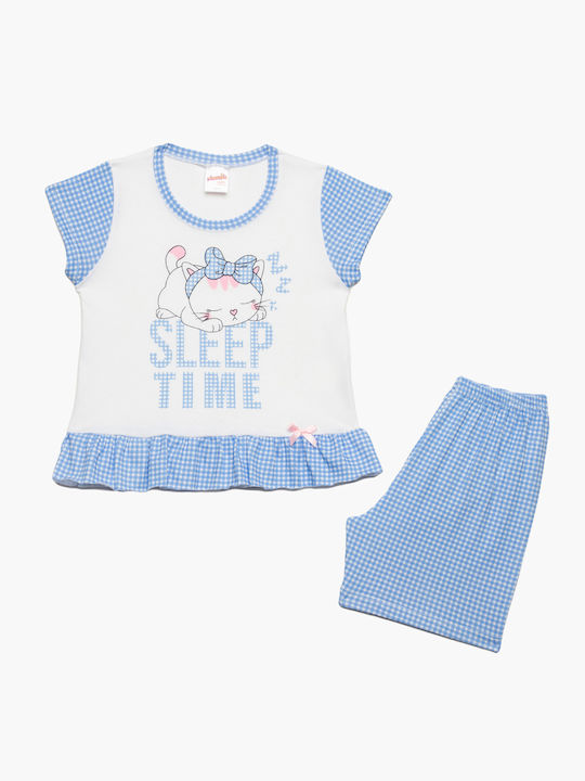 Minerva Set Top & Bottom Kids Summer Cotton Pyjamas White