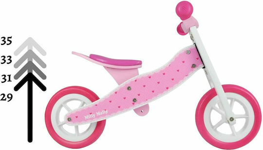 Milly Mally Bicicletă de Echilibru pentru Copii Look Hearts Fuchsia