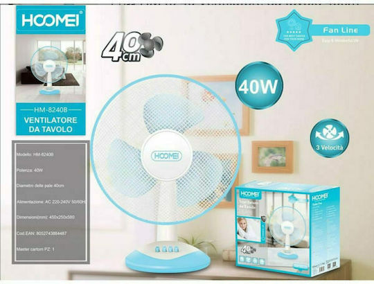 Hoomei Tischgerät Ventilator 40W Lüfterdurchmesser 40cm Blau
