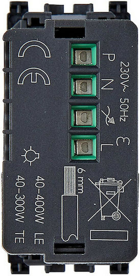 Vimar Χωνευτός Διακόπτης Dimmer χωρίς Πλαίσιο Universal Μπουτόν σε Γκρι Χρώμα